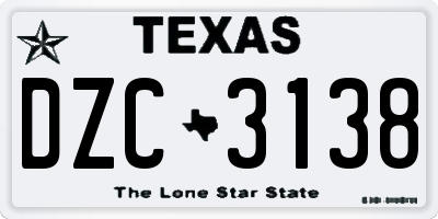TX license plate DZC3138