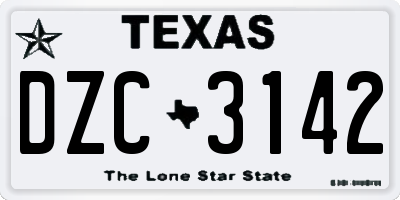 TX license plate DZC3142