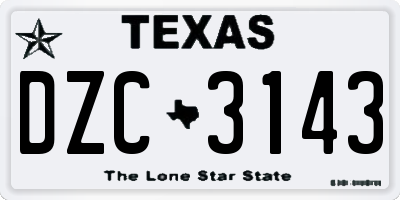 TX license plate DZC3143