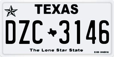 TX license plate DZC3146