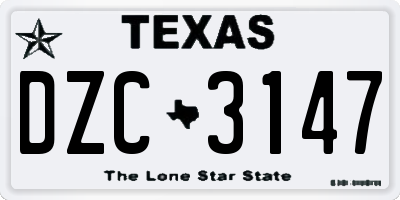 TX license plate DZC3147