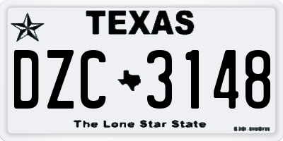 TX license plate DZC3148
