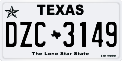 TX license plate DZC3149