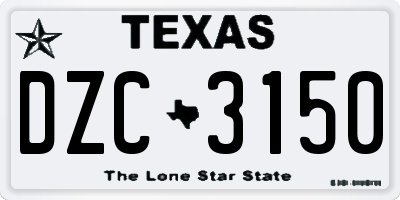 TX license plate DZC3150