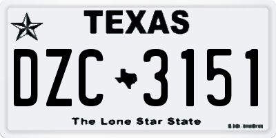 TX license plate DZC3151