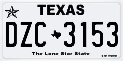 TX license plate DZC3153