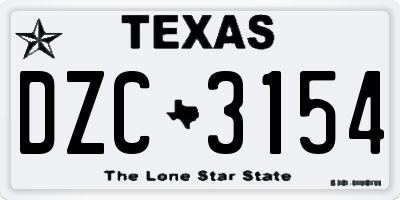TX license plate DZC3154