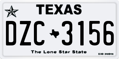TX license plate DZC3156
