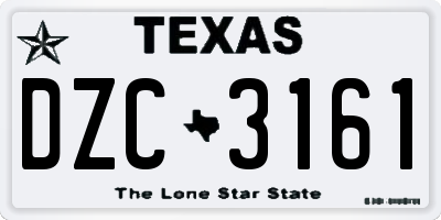TX license plate DZC3161