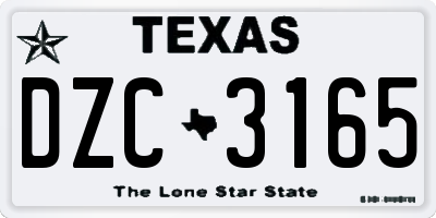 TX license plate DZC3165