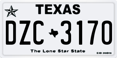 TX license plate DZC3170