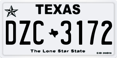 TX license plate DZC3172