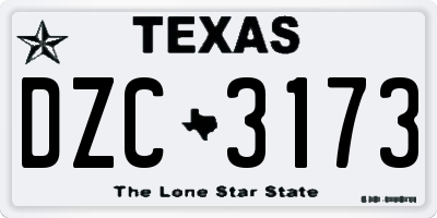 TX license plate DZC3173