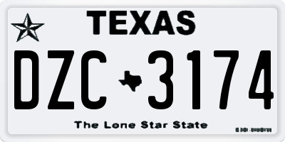 TX license plate DZC3174