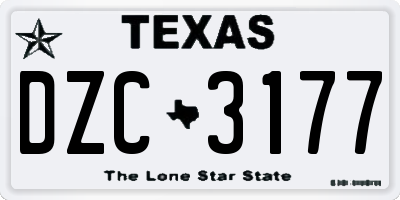 TX license plate DZC3177