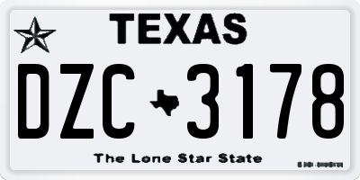TX license plate DZC3178