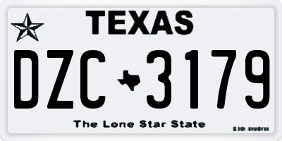 TX license plate DZC3179
