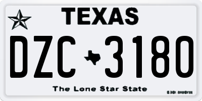 TX license plate DZC3180