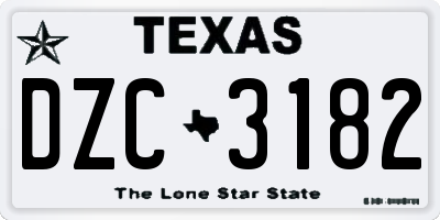 TX license plate DZC3182
