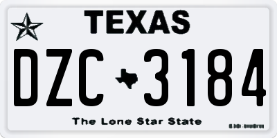 TX license plate DZC3184