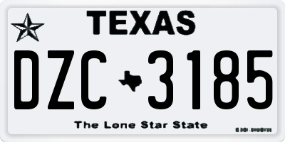 TX license plate DZC3185
