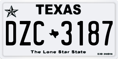 TX license plate DZC3187