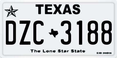 TX license plate DZC3188