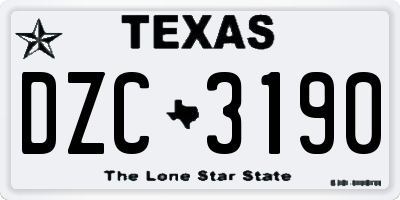TX license plate DZC3190