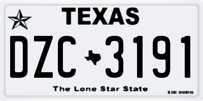 TX license plate DZC3191