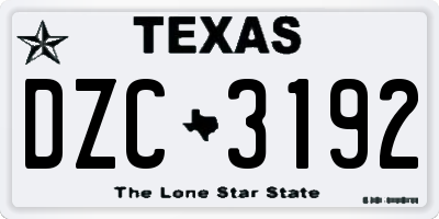 TX license plate DZC3192
