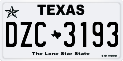 TX license plate DZC3193