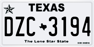 TX license plate DZC3194