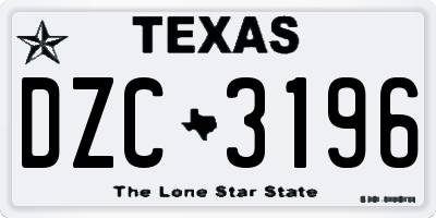 TX license plate DZC3196