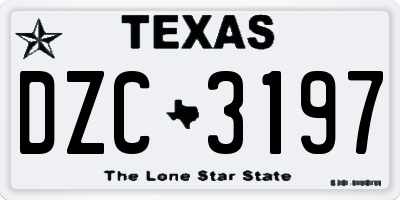 TX license plate DZC3197