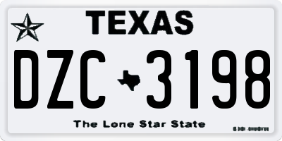TX license plate DZC3198