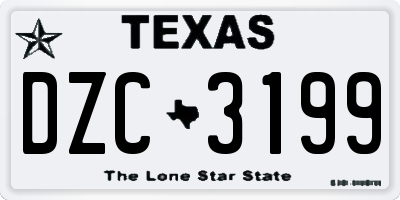TX license plate DZC3199