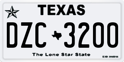 TX license plate DZC3200