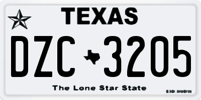TX license plate DZC3205
