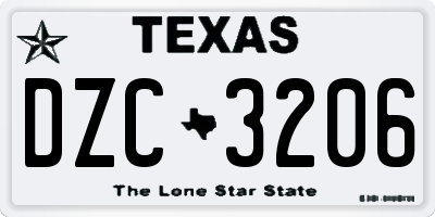 TX license plate DZC3206