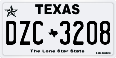 TX license plate DZC3208