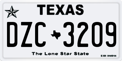 TX license plate DZC3209