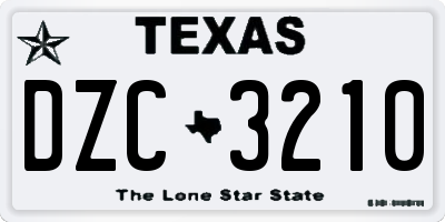 TX license plate DZC3210