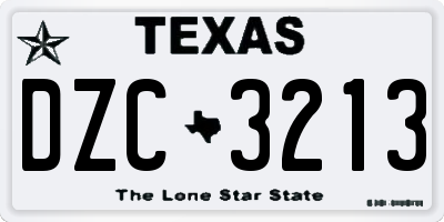 TX license plate DZC3213