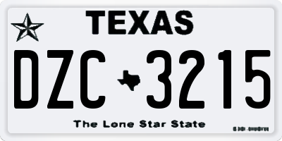 TX license plate DZC3215