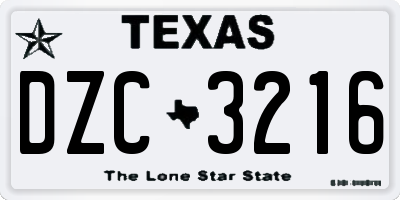 TX license plate DZC3216
