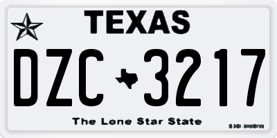 TX license plate DZC3217