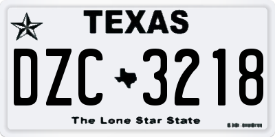 TX license plate DZC3218