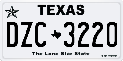 TX license plate DZC3220