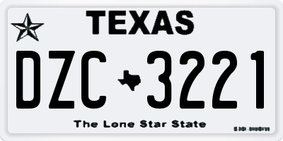 TX license plate DZC3221