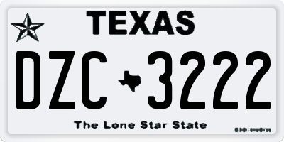 TX license plate DZC3222